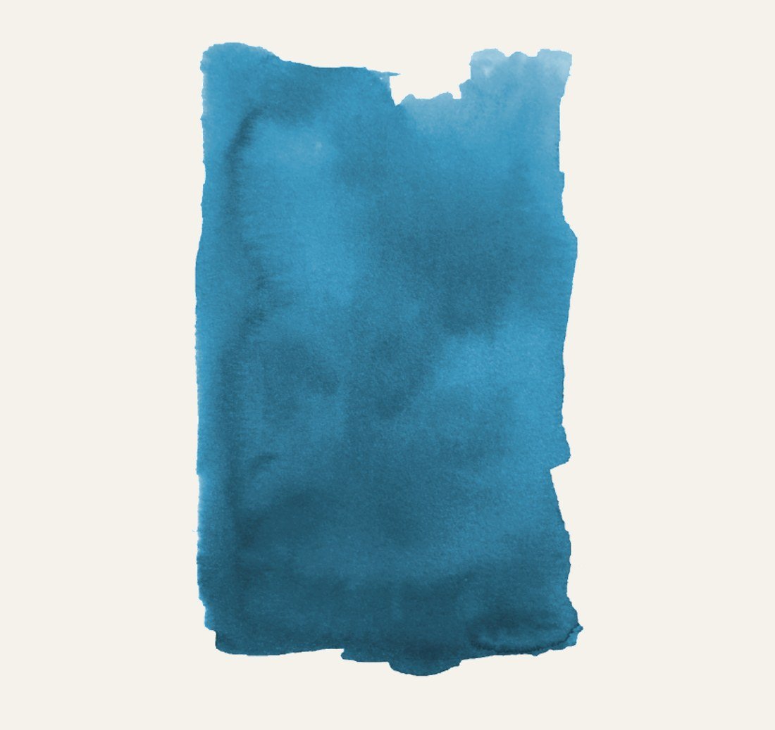 Ilustración en acuarela azul, portada del libro Aura y su huésped